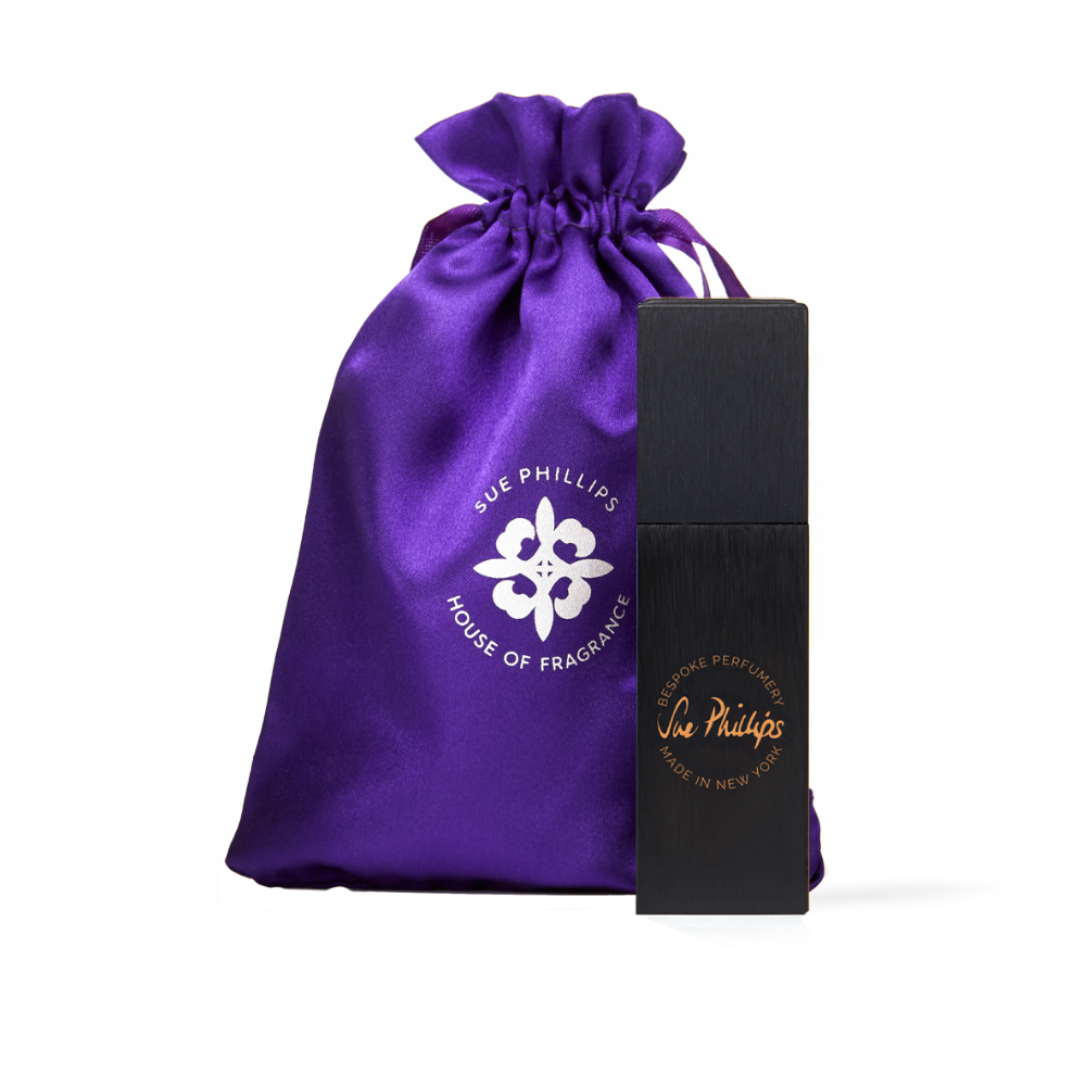scent library perfume - 20-ml-sleek-brushed-black-atomizer-with-purple-satin-sachet